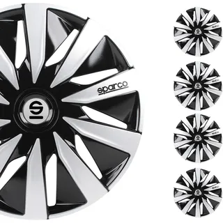 Sparco SPC1491BKSV Satz Radzierblenden Lazio 14-Zoll Schwarz/Silber