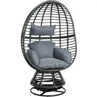 Polyrattan Loungesessel Schwingsessel Rattan Sessel Relaxsessel Stuhl Anthrazit - Dunkelgrau