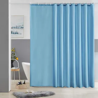 Furlinic Duschvorhang Schwer Textil Polyester Stoff Hellblau 275x180cm | Waschbar Wasserdicht Antischimmel für Badewanne Mit Gewicht Unten Hochwertig Meer Extra Breit Badvorhang mit 18 Haken.
