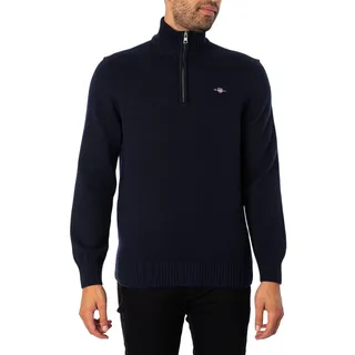 GANT Herren Casual Cotton Halfzip Pullover, Evening Blue, M EU