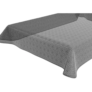BEAUTEX Tokio Weichschaum Tischdecke mit Paspelband, Garten, Balkon, Terrasse, Camping - Größe und Farbe wählbar - Oval 160x220 cm, Anthrazit