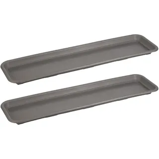 Tymar Blumenkasten untersetzer rechteckig, Blumenuntersetzer 100 cm, 2-er Set, Pflanzenuntersetzer für Pflanzkasten, Blumentopf & Pflanzkübel_Natura (Anthrazit)
