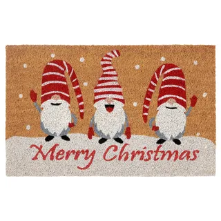 HANSE Home Fußmatte »Kokos Gnomes Merry Christmas, Türmatte« rechteckig 15 mm Höhe Schmutzfangmatte, Rutschfest, Outdoor, Weihnachten, Kokosmatte, Zwerg, braun