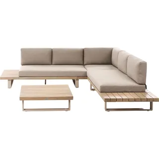 BELIANI Lounge Set Hellbraunes Akazienholz 5-Sitzer mit Auflagen Taupe Modern Tisch 82x82 cm Garten Terrasse Außenbereich Outdoor - Beige, Braun