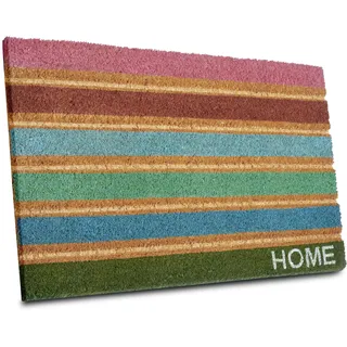 Hanse Home Fußmatte Kokos für Innen - Schmutzfangmatte Natur, Kokosmatte Outdoor Home Streifen Bunt, Wetterfest und rutschfest Fußabtreter für Flur, Terrasse, Eingangsbereich - 45x75cm