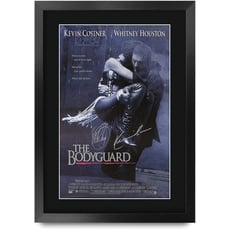 HWC Trading FR A3 The Bodyguard Kevin Costner, Whitney Houston Gifts Printed Poster Signed Autogramm Bild für Film-Erinnerungsstücke Fans – A3 gerahmt