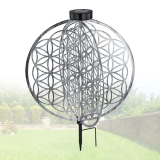 Solarleuchte Garten Scheibe Rund Solarlampe Außen Leuchte Solar mit Pflegetuch - Schwarz, Silber