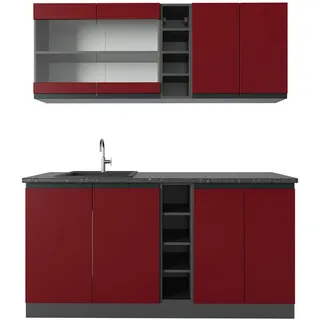 Vicco Küchenzeile R-Line 160 cm Rot/Anthrazit