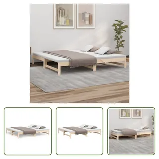 The Living Store Tagesbett Ausziehbar 2x(90x200) cm Massivholz Kiefer - Braun