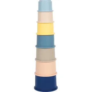Small Foot Company small Foot Silikon Stapelbecher, 7 Stück, BPA-frei, Lernspielzeug für Badewanne und Sandkasten, Stapelturm mit Tiermotiven, für Kinder ab 1 Jahr, 12754