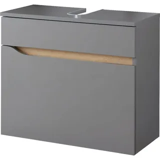 Saphir Waschbeckenunterschrank »Quickset Unterbeckenschrank, 60 cm breit, 1 Schublade«, Waschbeckenschrank mit Siphonausschnitt, ohne Waschbecken, grifflos grau