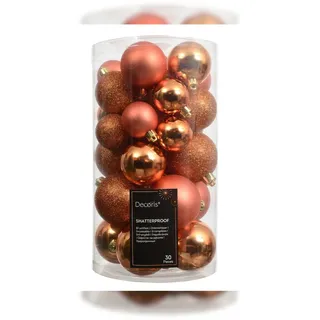 Christmas Decorations Paket 30 Bälle Weihnachten Gemischt Orange 6cm