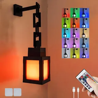 Pixelated Lantern Nachtlicht, 16 Farben LED Stimmungslicht mit Fernbedienung & Dimmfunktion, USB-Akku Wandlampe & Tischlampe 3D Nachttischlampe für Schlafzimmer Gaming Kinderzimmer Geschenk für Gamer