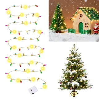 IWTBNOA Wichtel Lichterkette Miniatur Led, 2M Wichtel Zubehör, Miniatur Lichterkette Wichtelhaus Puppenhaus Zubehör Weihnachten für Weihnachtsdeko Puppenhaus Möbel Geschenk