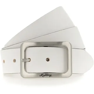 MUSTANG Ledergürtel Eckige, mattfarbene Schließe, 3,5 cm, weiß
