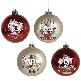 Disney Mickey Mouse Weihnachtskugeln, Kunststoff, 7 cm, 4er-Set (B)