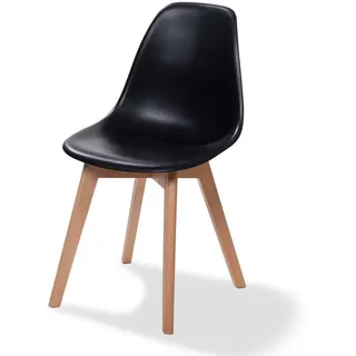 Essentials Keeve Stapelstuhl schwarz ohne armlehne, birkenholz gestell und kunststoff sitzfläche, 47x53x83cm (BxTxH), 505F01SB