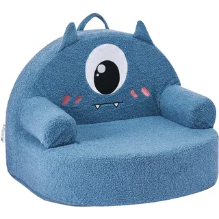 VEVOR Kindersofa Kindersessel im Monster-Stil aus Schaumstoff mit Armlehnen, waschbares Kindersofa aus 28D-Schwamm & Teddyplüsch Kindercouch für Spielzimmer Schlafzimmer Wohnzimmer Blau