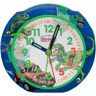 Scout Kinderwecker »Pics« Quarzwecker, Lernwecker, Geschenkidee, Kinderzimmer, Schulanfang, Dino, blau