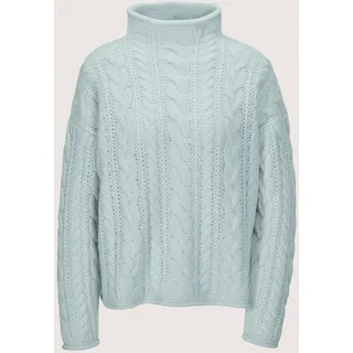Longpullover MADELEINE "Strickpullover Stilvoller Grobstrickpullover mit Zopfmuster", Damen, Gr. 40/42, grün (salbei), Obermaterial: 90% Schurwolle WV. 10% Kaschmir WS., Modern, Pullover Longpullover, Mit Zopfmuster