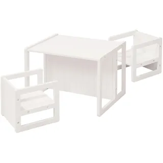 roba Kindersitzgruppe Landhausstil 2 Hocker & Kindertisch Holz weiß