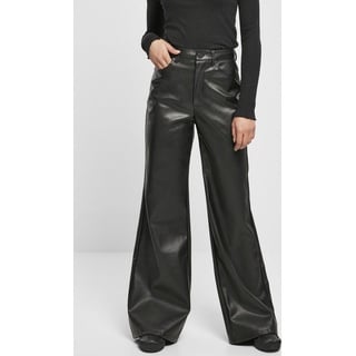 URBAN CLASSICS Damen TB4518-Ladies Faux Leather Wide Leg Pants Hose, Black,