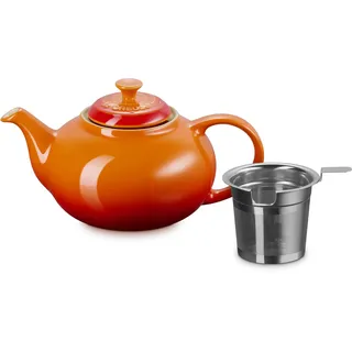 Le Creuset Steingut-Teekanne mit Edelstahl-Teesieb, 1,3 l, Volcanic