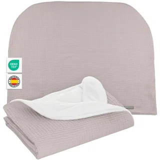 MIMUSELINA Babydecke Baumwolle 90x70 cm | Babydecke Winter und Herbst | Baby Decke neugeborenen Warm für Bett und Kinderwagen | Waffle Taupe