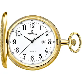 Festina Taschenuhr Herren mit Kette - Edelstahl 316L - Quarzwerk - Kalender - Klassisch, Vintage und Elegant F2028/1