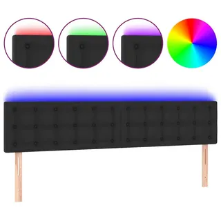 vidaXL Led Kopfteil Schwarz 180/5/78/88 Cm Kunstleder , Leder , Lärche , Rechteckig , 5x88x180 cm , Bett-Kopfteile
