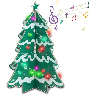 PEMENOL DIY 3D Weihnachtsbaum Löten Bausatz,Bunte Blinkenden LEDs Elektronische Kit 3 Musik Elektronik Bausatz Erwachsene Mint Schulische Bildung Adventskalender Weihnachtsdeko Geschenke
