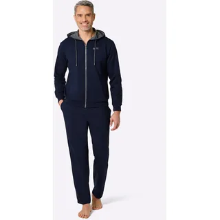 Anzug FEEL GOOD, Herren, Gr. 48/50, Normalgrößen, blau (marine, anthrazit, meliert), 50% Baumwolle, 50% Polyester, Kapuzenfutter:52% Baumwolle, 48% Polyester, Anzüge Anzug