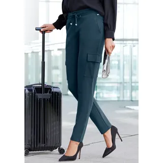 Cargohose LASCANA, Damen, Gr. 52/54, N-Gr, blau, Obermaterial: 70% Viskose, 25% Polyamid, 5% Elasthan, unifarben, Basic, Hosen Cargohose, in weich fließendem Material, Loungewear