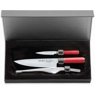 Friedr. Dick DICK Messerset, Red Spirit (Kochmesser, Officemesser, Büffet-Pinzette, X55CrMo14 Stahl, nichtrostend, 56 HRC) 81748000