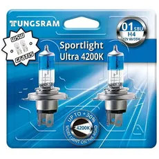 Tungsram H4 Sportlight Ultra 4200K +30% Halogen Scheinwerfer Lampe P43t 12V 60/55W Duoblister + W5W T10 Standlicht