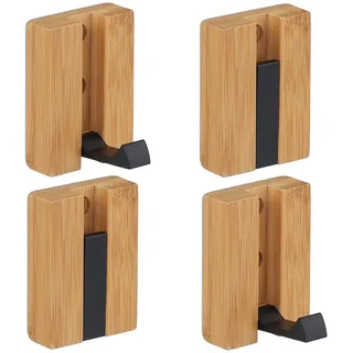 Relaxdays Garderobenhaken Set klappbar Bambus Natur