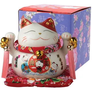 JADE TEMPLE Porzellan Spardose Maneki Neko, weiß