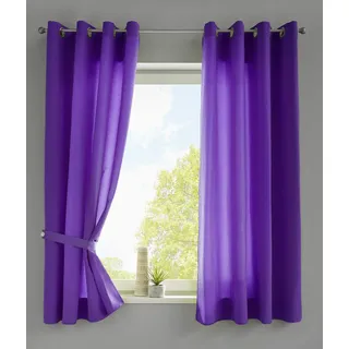 Gardinenbox Berlin Ösen 140 x 175 cm lila 2 St. inkl. 2 Raffhalter
