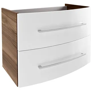 Fackelmann Waschtisch-Unterschrank Verona 80 cm Nussbaum/Weiß Hochglanz