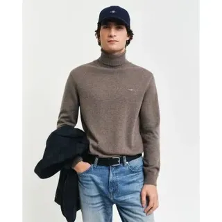 Gant für Herren. 8060070 Pullover aus Baumwolle und Wolle mit grünem Rollkragen (L), Braun, Lässig