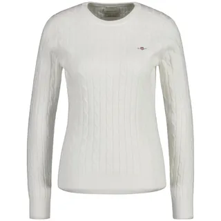 GANT Damen Stretch Cotton Cable C-Neck Pullover - Eggshell, L