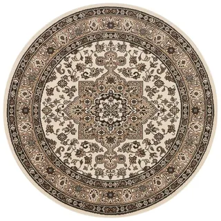 Nouristan Mirkan Orient Teppich Rund – Wohnzimmerteppich Orientalisch Kurzflor Vintage Orientalischer Teppich für Esszimmer, Wohnzimmer, Schlafzimmer – Beige, 160cm