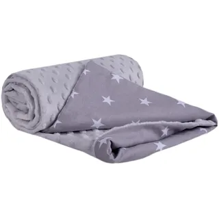 Medi Partners Babydecke Baby Decke Neugeborenen - Kuscheldecke Geschenk Babydecken 75x100cm für Kleinkinder Mädchen Krabbeldecke Kinderbett Kinderwagen 100% Baumwolle (weiße Sterne mit grauem Minky)