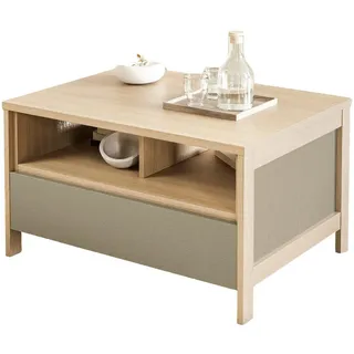 Furn.Design Couchtisch Salbei, Eiche, Beistelltisch skandinavisch 80 x 60 cm, Soft-Close , Salbeigrün, Eichefarben , Holzwerkstoff , Nachbildung,Eiche , Holz Optik , 1 Schubladen , eckig , 60x80x46 cm , FSC Mix , Wohnzimmer, Wohnzimmertische, Couchtische