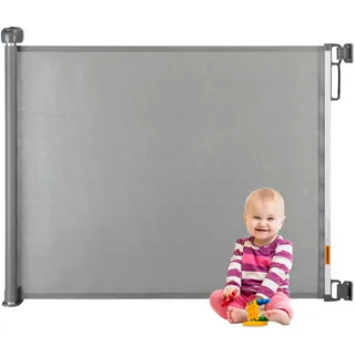 Relaxdays Treppenschutzgitter ausziehbar, Öffnungsbreite 70-140 cm, & grau