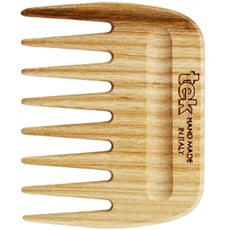 TEK - Handgefertigt in Italien Kleiner Breitzahnkamm aus Naturholz für dickes, lockiges oder grobes Haar - 9 x 7,5 cm