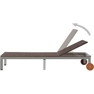 vidaXL Sonnenliege mit Rollen Poly Rattan Braun - Braun