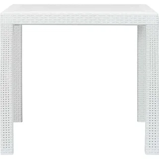 vidaXL Gartentisch Weiß 79x79x72 cm Kunststoff Rattan-Optik - Weiß