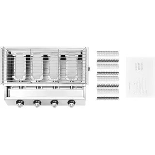 Propan-Gasgrill - Outdoor-Grill - Infrarot-Keramikplatte - Edelstahl - 4 Regler - 4 Heizrohre - Niederdruckventil - Silber