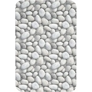 OnlyWow Badematte Steine - Grau - Oval Rutschfest 60x90 cm , Hellgrau , Textil , Füllung: Polyurethan (Pur) , Rechteckig , 60x90 cm , Heimtextilien, Badtextilien, Badematten